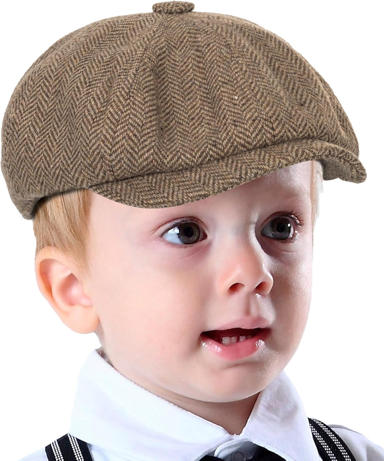 Kids Wool-Blend Newsboy Cap Tweed Flat Cap – Boys Vintage Beret Cabbie Hat Pageboy Caps for 3-6 Years Old