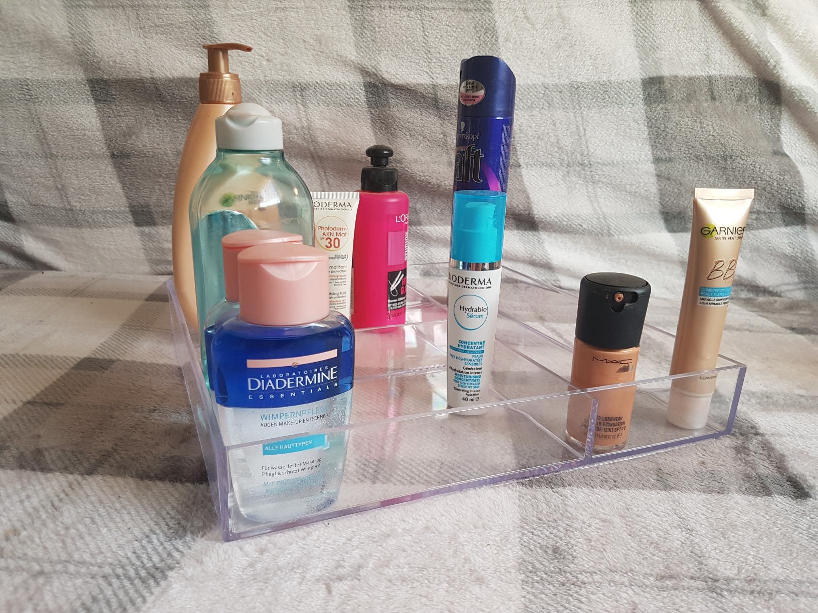 Acryl Make-up Organizer - 4 Stück Transparente Schubladen-Organizer Mit 8 Fächern | Abnehmbar Für Schminktisch & Bad | Maße 25,4 X 8,4 X 4,3 Cm