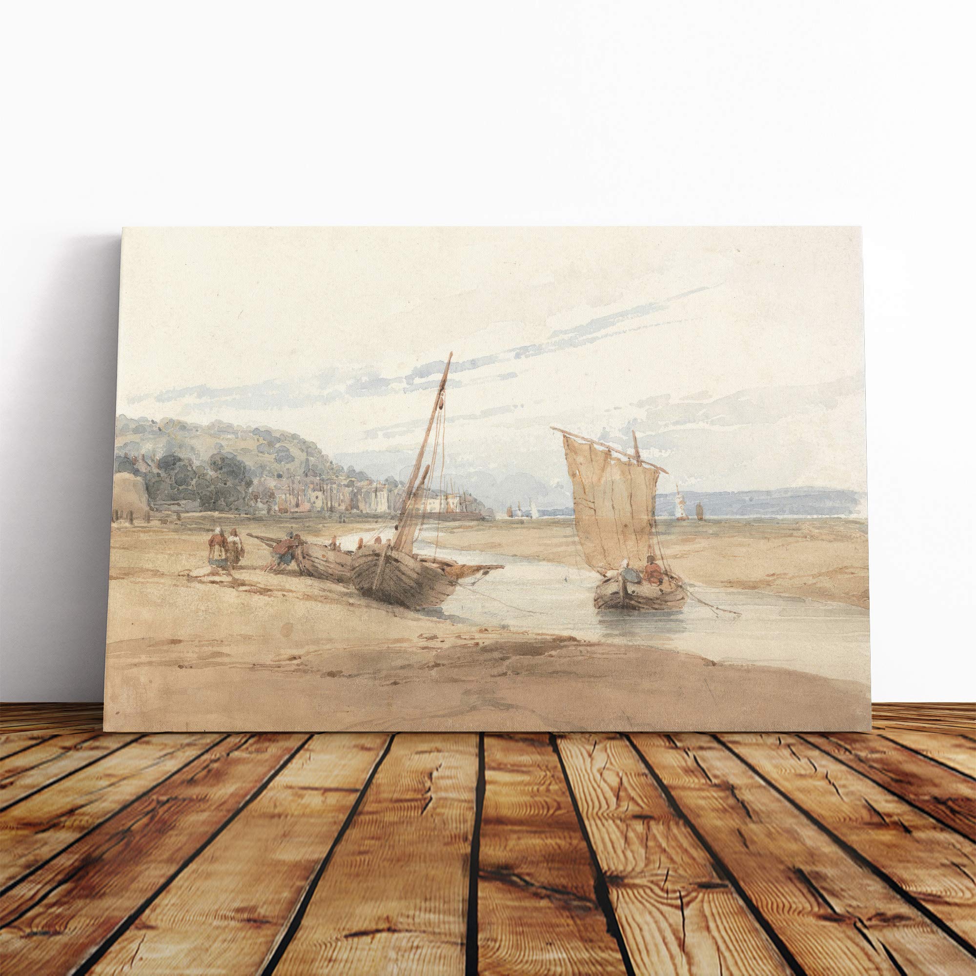 Richard Bonington Near Honfleur Canvas Print | Gallery Wrapped 30mm Frame Wall Art | 30x20 inches | Ready to Hang | Modern Picture | Living Room Bedroom Lounge Office