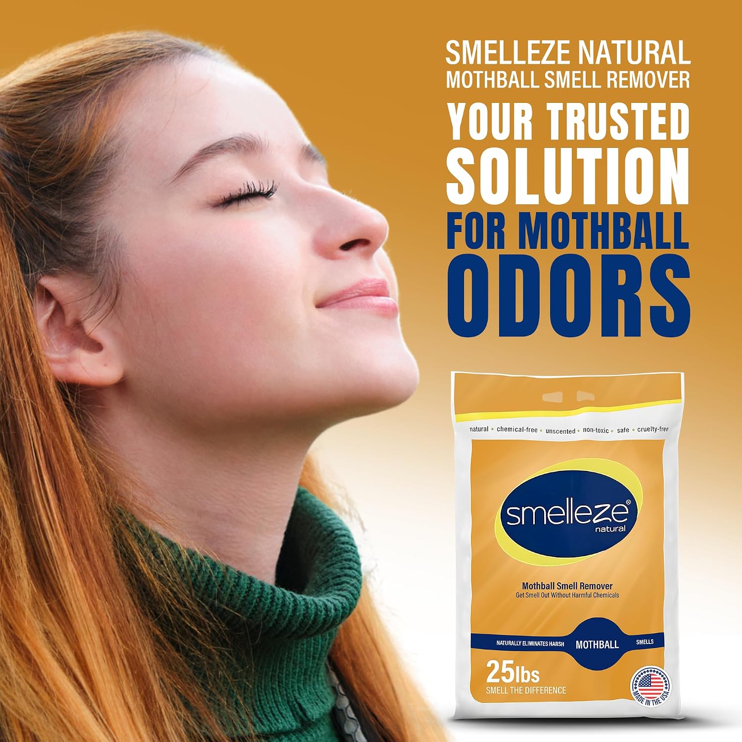 SMELLEZE Natural Smell Eliminator Deodorizer: 25 lb. Bag Granules Takes Care of Smelly Odors Out