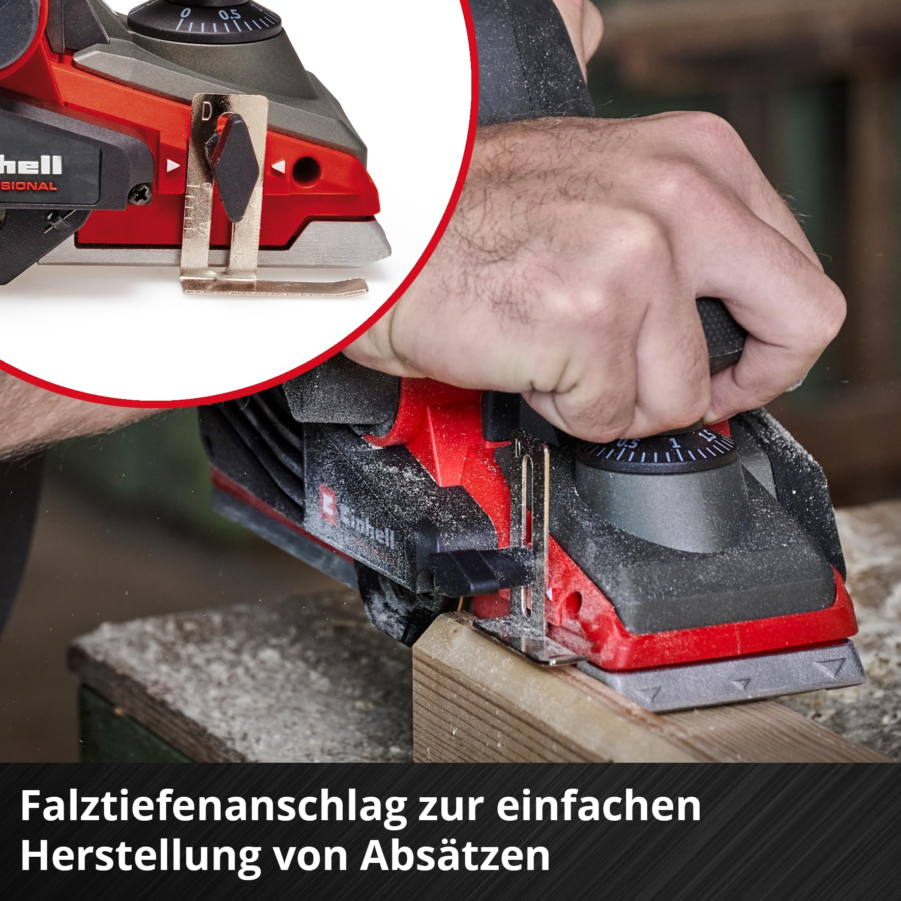 Einhell Professional Akku-Hobel TP-PL 18/3 Li BL-Solo Power X-Change (18 V, Brushless, 82 mm Hobelbreite, bis 3 mm Spantiefe, Falztiefen-/Parallelanschlag, inkl. 2x Wendemesser, ohne Akku)