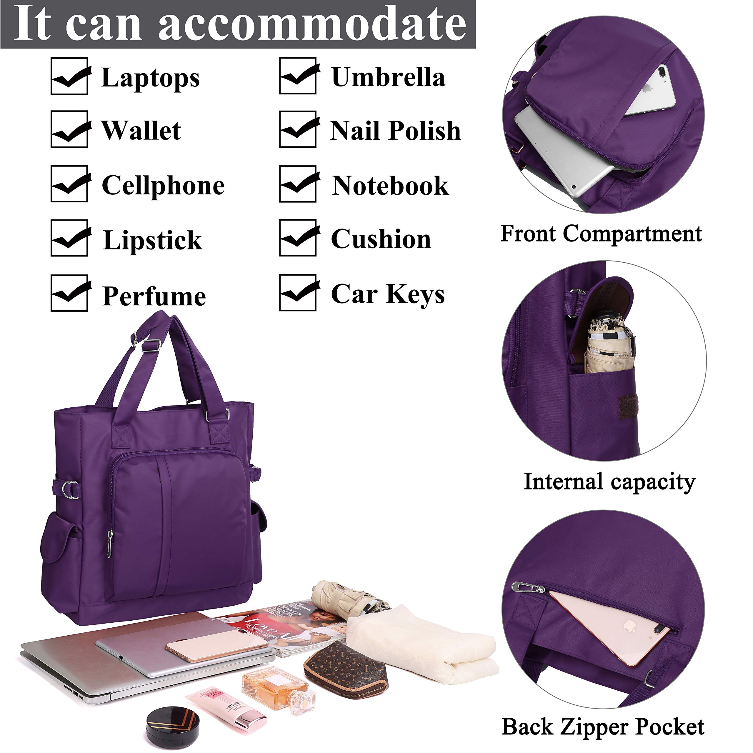 VOLGANIK ROCK Canvas Tote Bag Waterproof Nylon Multi Pocket Shoulder Bags Laptop Work Bag Teacher Purse Handbag for Women Men