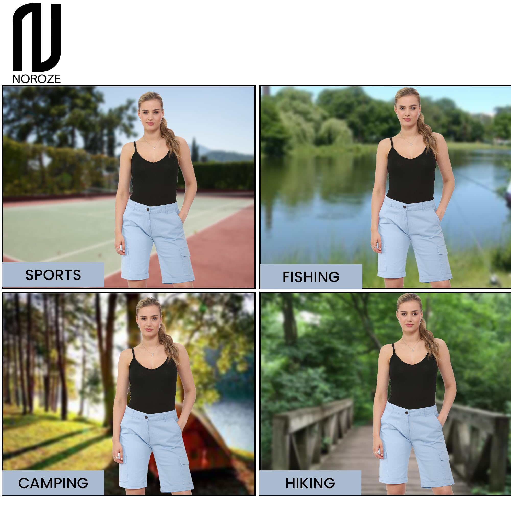 NOROZE Pantalones Cortos Chinos de Combate de algodón, M para Mujer