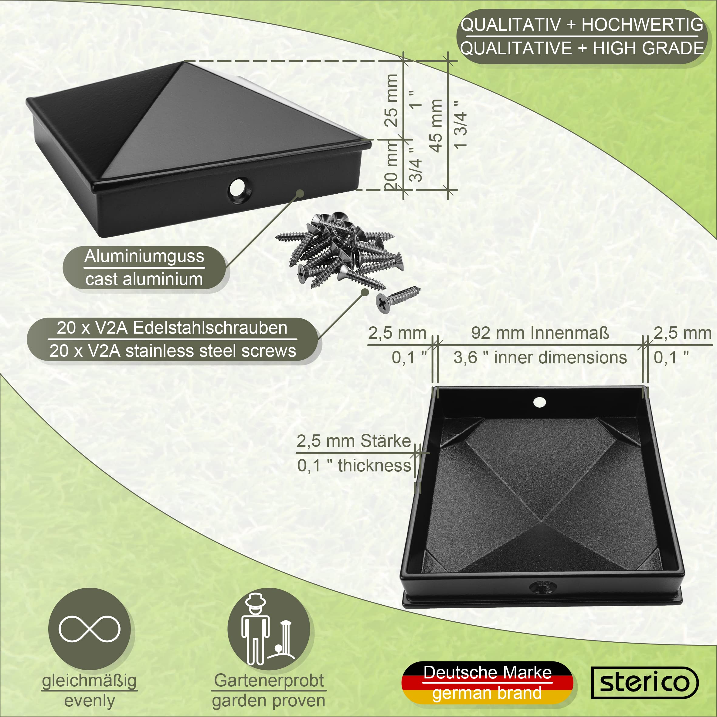 Tappi Protezione Pali Legno 7x7 Cm - 20 Pezzi In PET Grafite, Resistente Intemperie - Foto 5