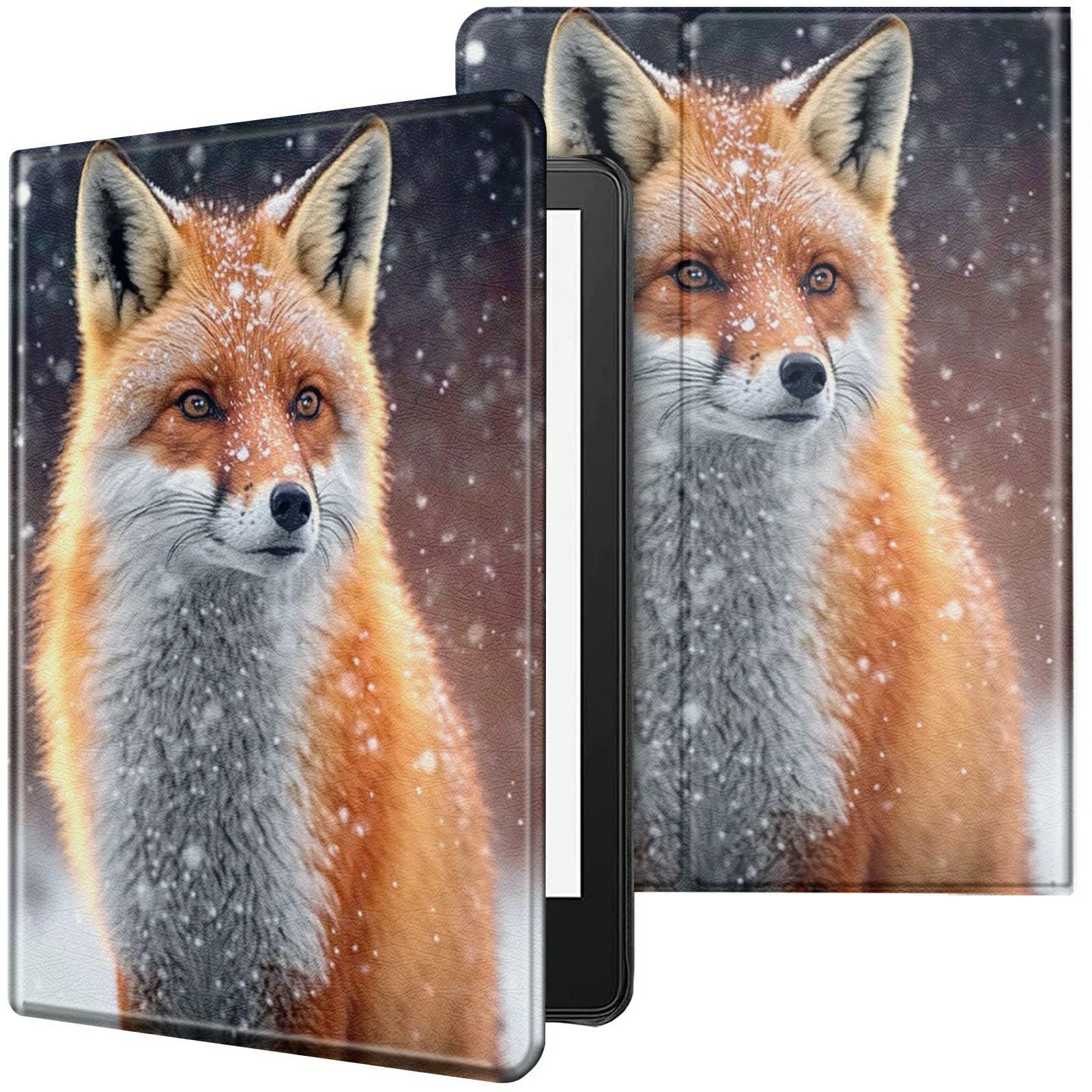 CGFGHHUYCase for 6.8 inch Kindle Paperwhite 11th Generation 2021/Kindle Paperwhite Signature Edition Lightweight Protective PU Leather Smart Stand Cover with Auto Wake Sleep - Red Fox