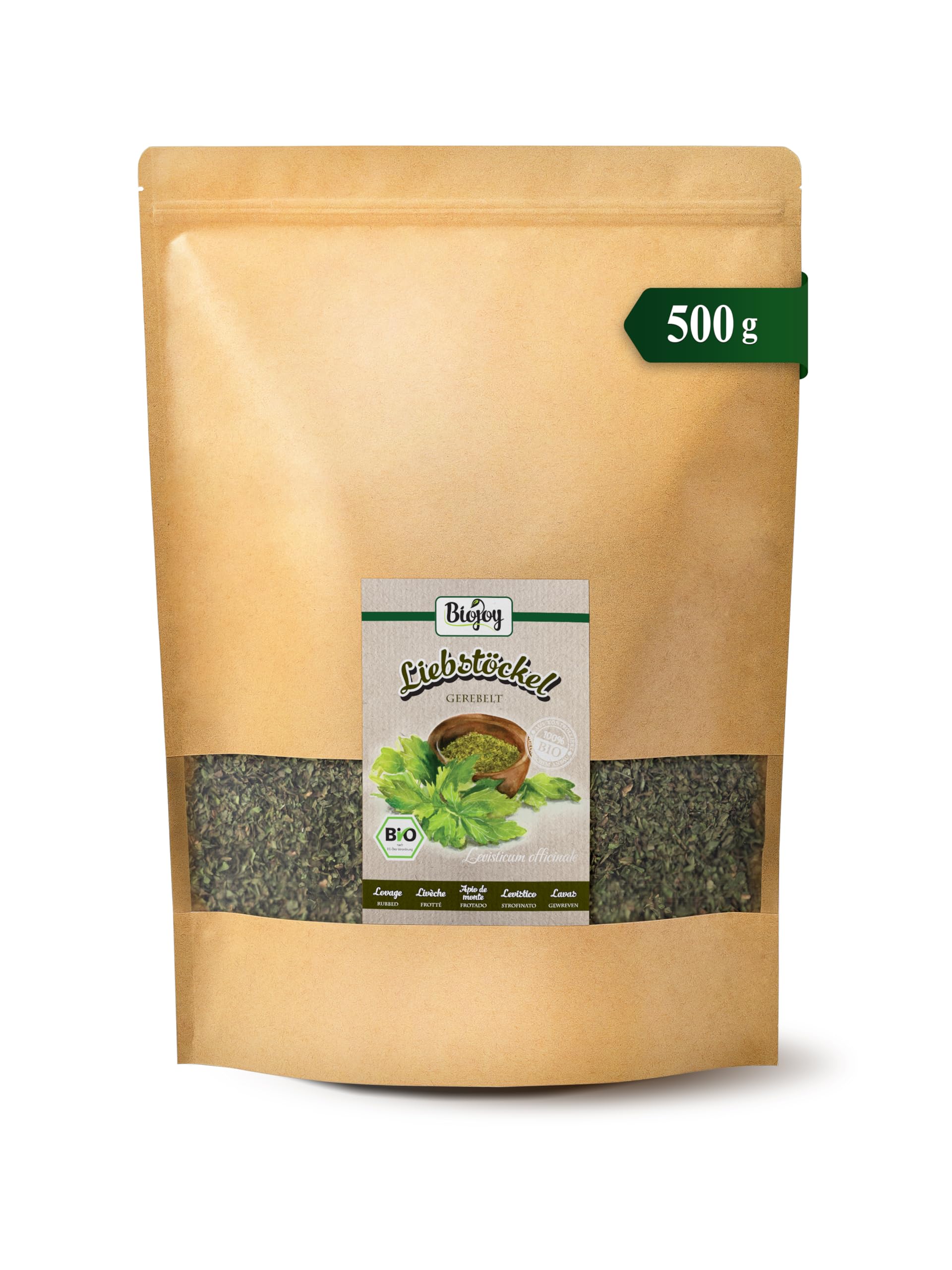 Biojoy Levistico essiccato BIO (500 g), Tritato, Sedano di Monte, Spezia senza additivi (Levisticum officinale)