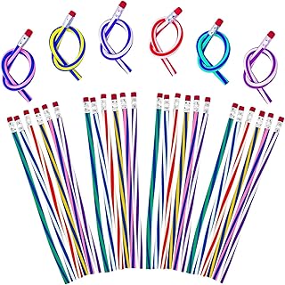 RNHDLY Bendy Pencils 24 Pcs Soft Flexible Bendy Pencils, Flexible Pencils, Bendy Pencils for Kids, Bendable Pencils with Eraser for Kids School Fun,Classrooms,Prizes,Party Gifts