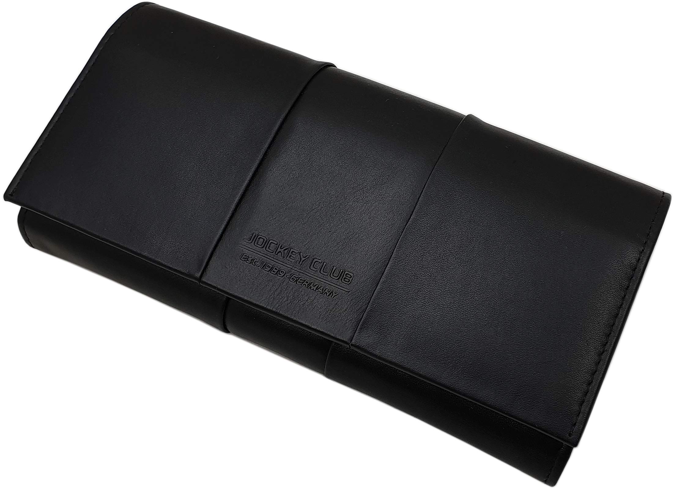 Cuero de vaca napa cartera grande para mujer con bloqueo RFID y NFC (Negro)