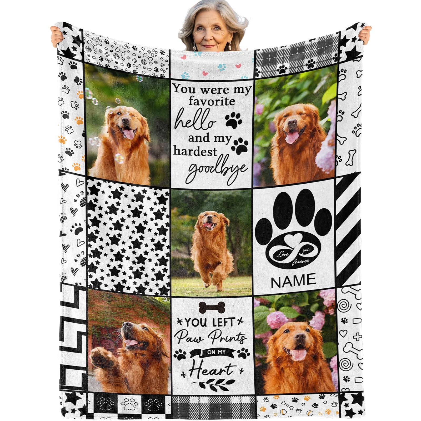 Bemaystar Dog Memorial Gifts - Personalised Dog Blanket for Loss of Dog- Pet bereavement gifts, Sympathy Gift, Healing Gift for Pet Loss