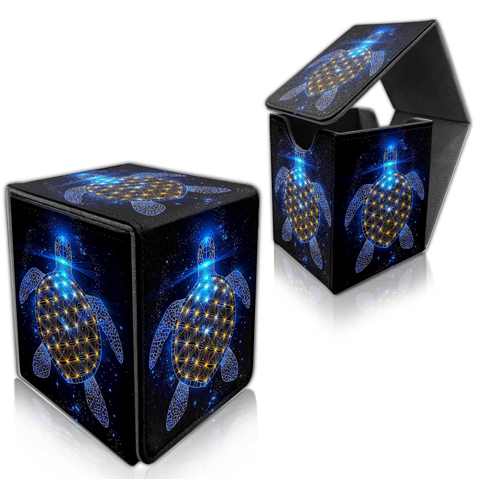 DISUOFEART for MTG Deck Box, Trading Card Storage Case Holds 100+ Sleeved Cards, Luminous Cosmic Turtle Magnetic Closure Durable Deck Holder for Magic The Gathering, TCG & Commander โ image 1
