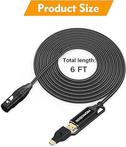 Miniatura 6 de HOSONGIN Cable USB C a XLR de 3.3 pies, adaptador de cable de micrófono hembra tipo c a XLR para grabación de audio, karaoke y podcast en vivo