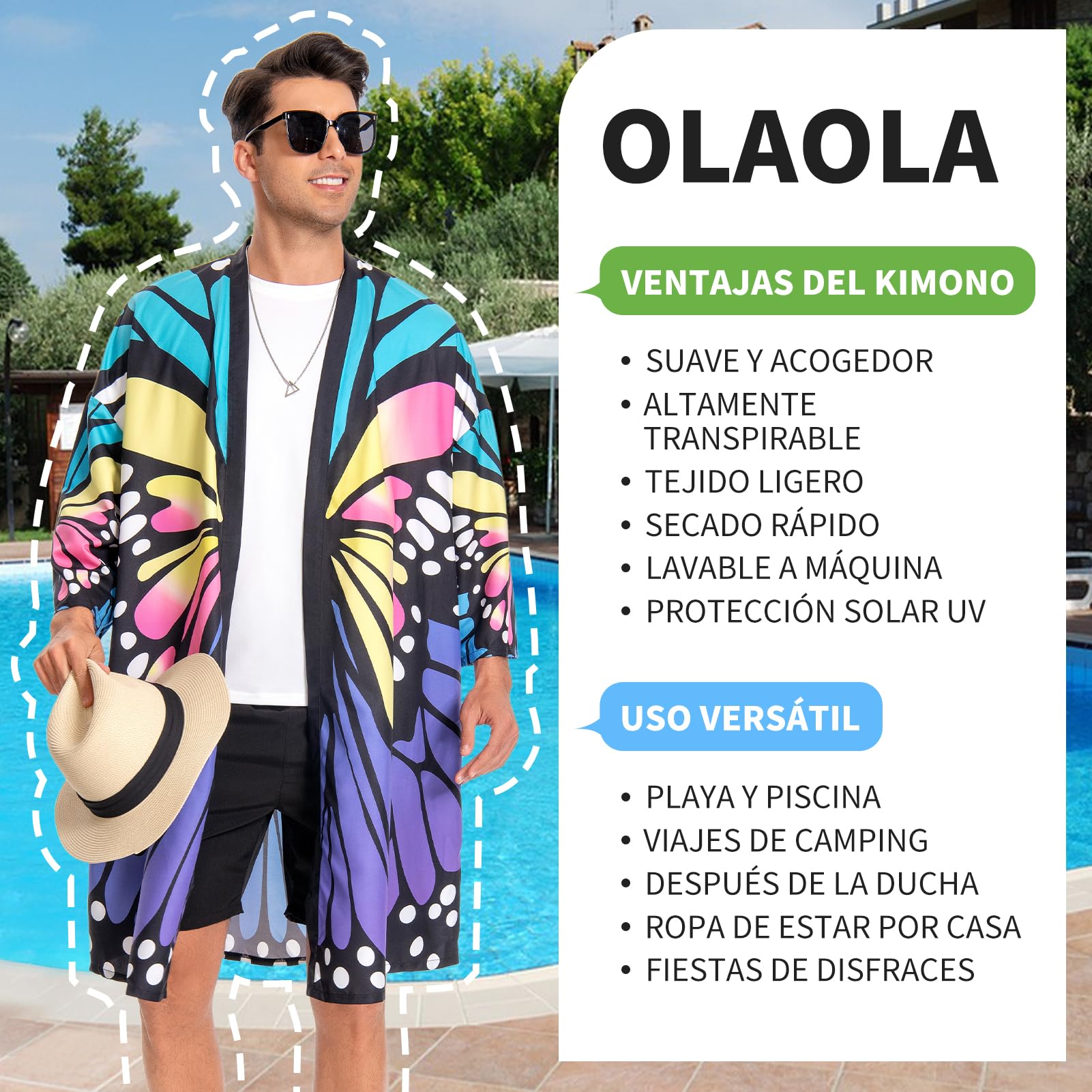 OLAOLA Albornoz Hombre Ligero Kimono Bata Cómodo Largo Suave Batas de Microfibra para Hombre y Mujer Albornoz Baño Unisex de Secado Rápido