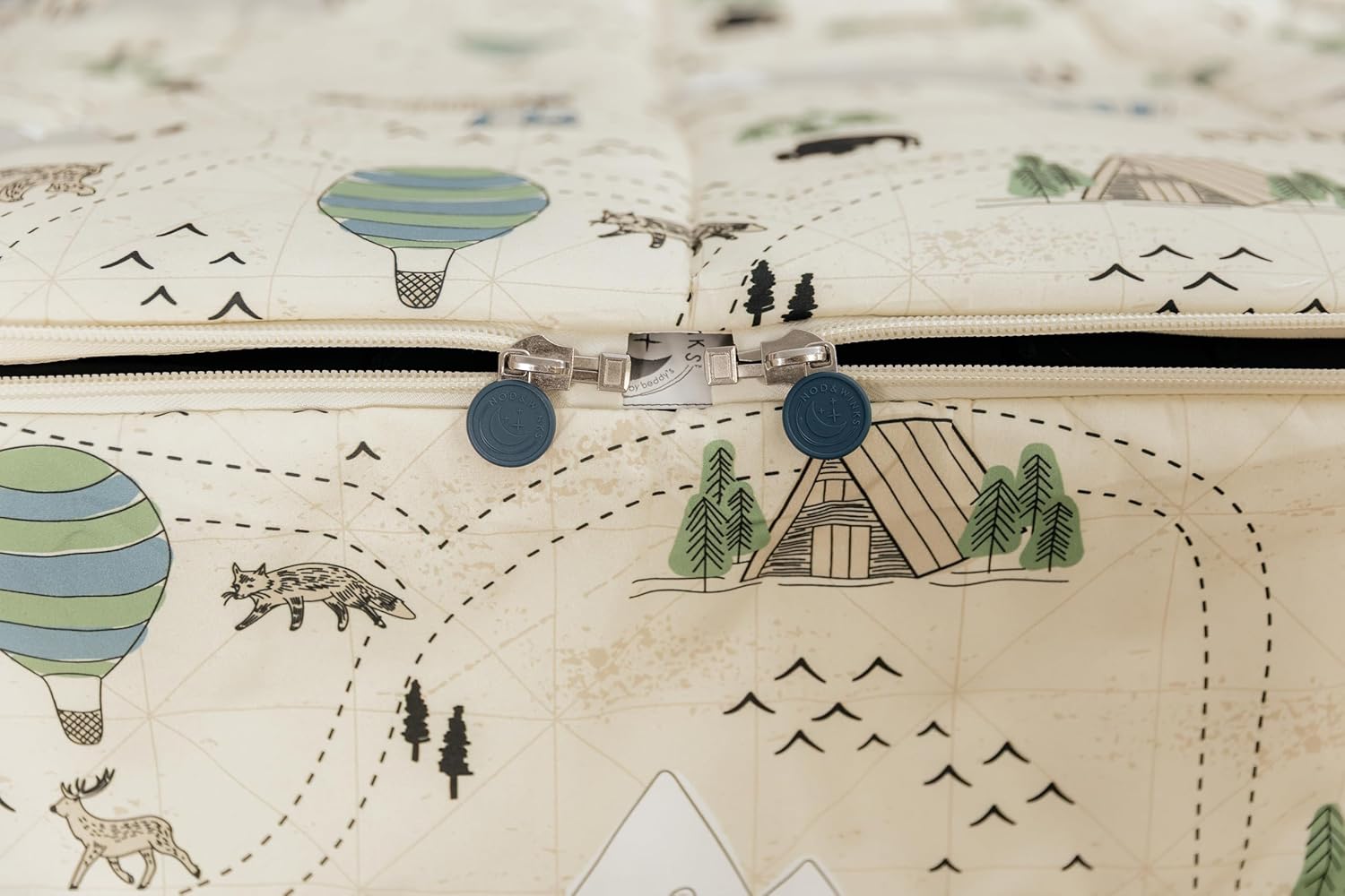 Beddy's Adventure & Wildlife Theme Durable Zipper Bedding for Kids,Bed in a Bag,Cream Comforter & Charcoal Sheets with Outdoor Explorer Design,Includes Pillowcase & Sham,Easy to Make & Wash - Toddler