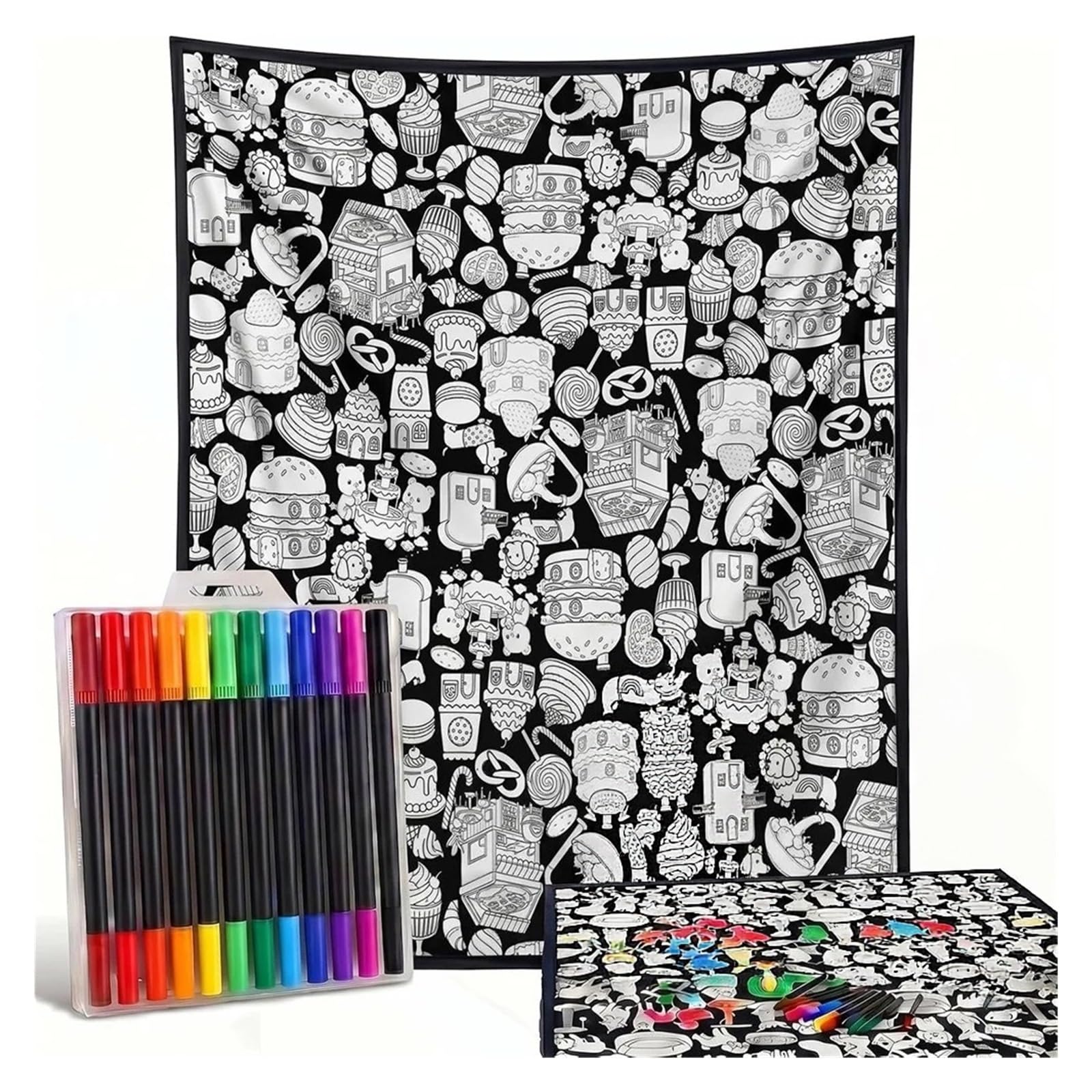 Ozzyr DIY Coloring Blanket with 24 Marker Pen Creative(01)