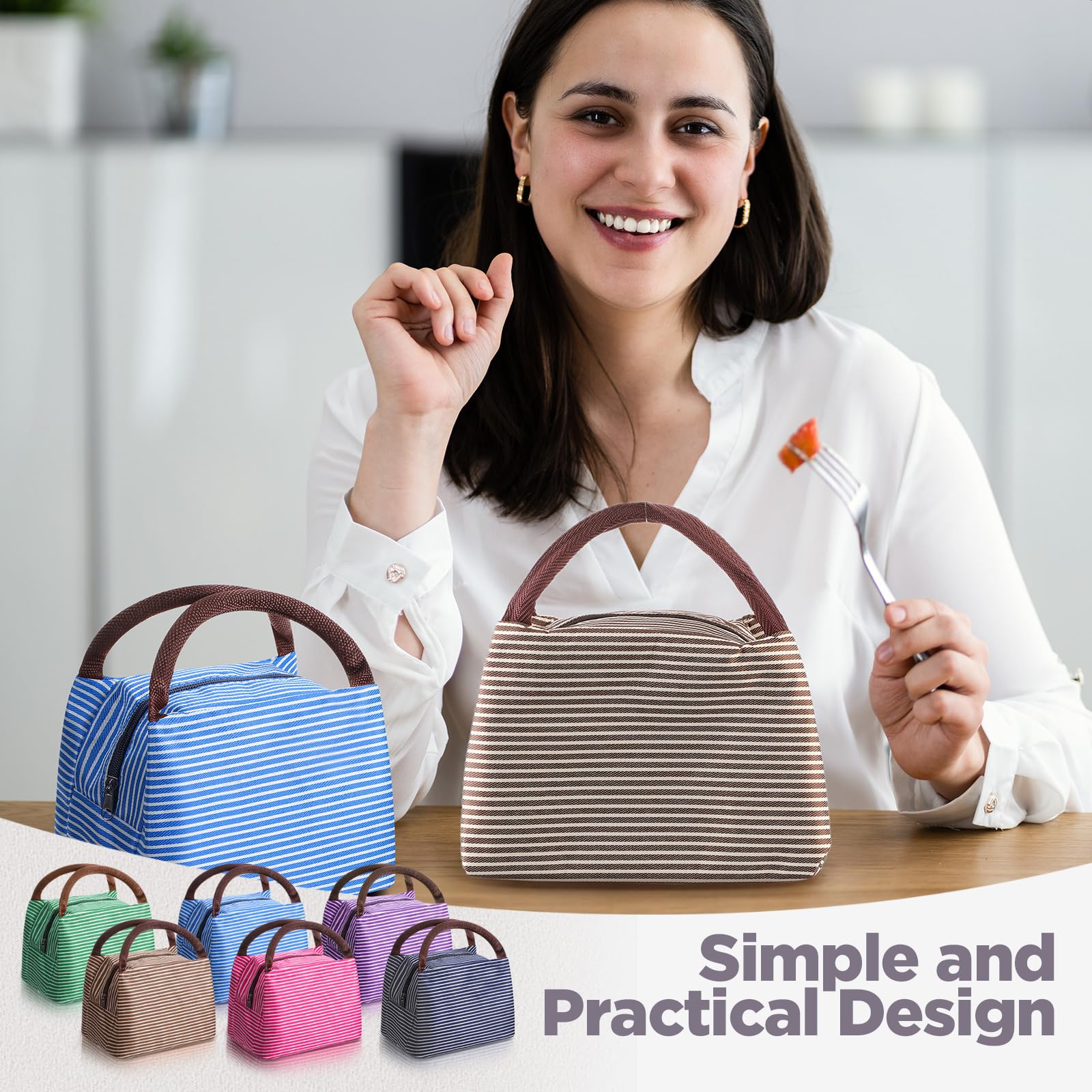 Chunful 24 Stück isolierte Lunch-Tasche, wiederverwendbare Lunchbox, Lunch-Tasche, Tragetasche für Damen, Teenager, Männer, wasserdichte Lunchbox mit Aluminiumfolie, auslaufsicher, für Damen, Herren,