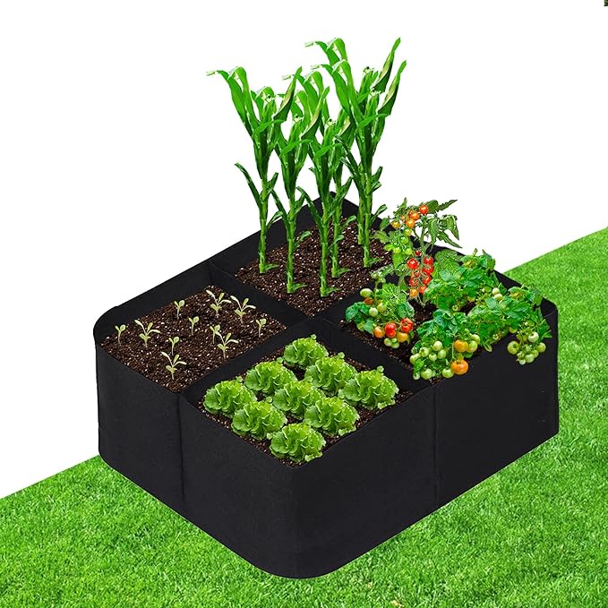 CJGQ Fabric Raised Garden Beds Outdoor, 2X2 Ft 4 Grids