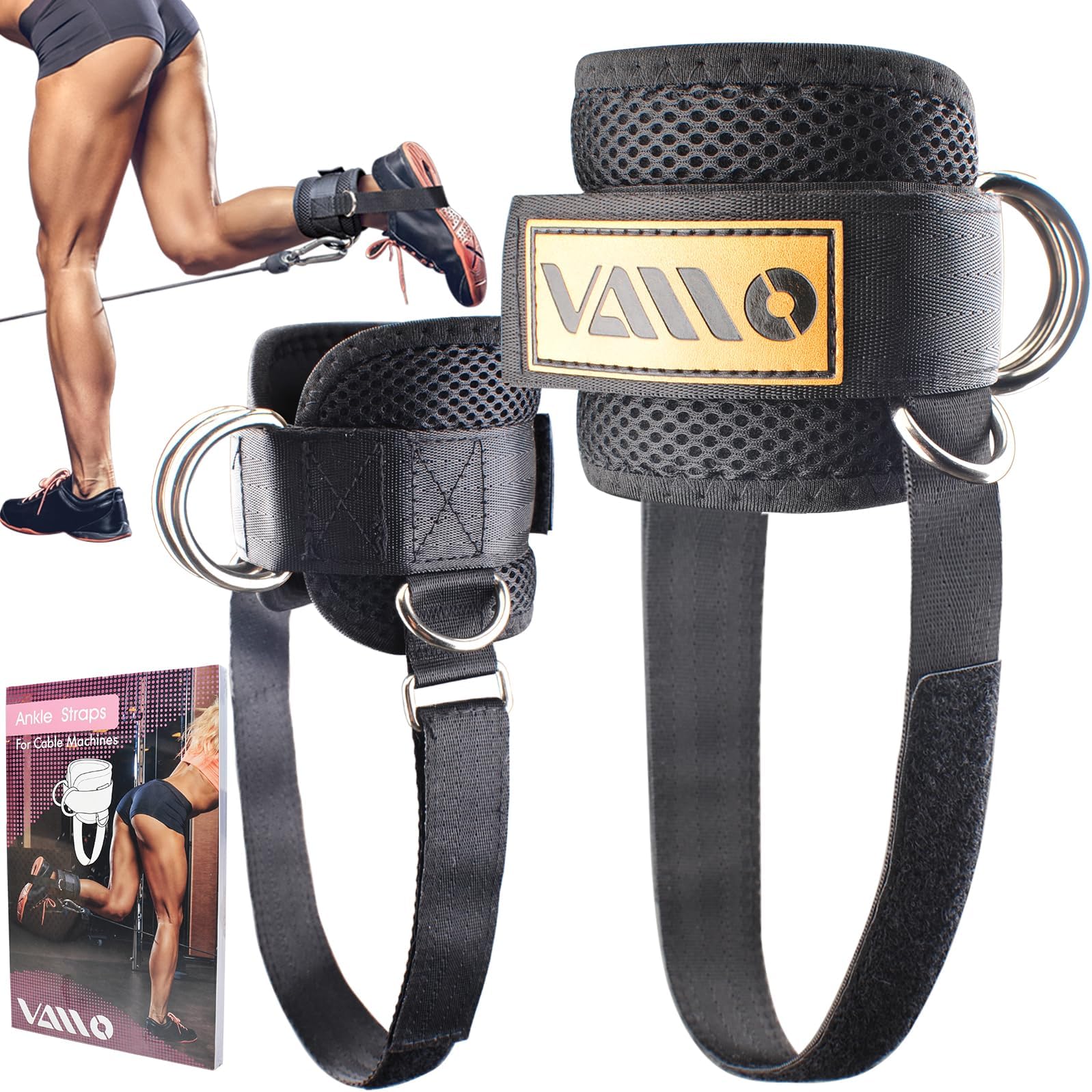 Ankle Straps for Cable Machines,Adjustable Comfort fit Neoprene, Reinforce Double D-Ring - Premium Ankle Cuffs to Improve Abdominal Muscles, Lift The Butts, Tone The Legs for Men & Women