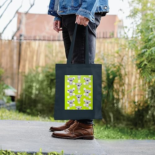 Miniatura 4 de Gift Idea for Cute Koala Bear with Lime Green Polka Spots Navy Black Multicolor Canvas Tote Bag