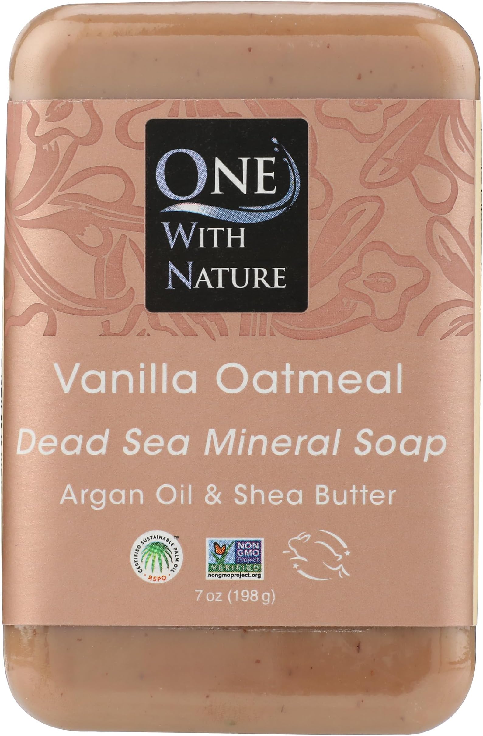 One With Nature Vanilla Oatmeal Dead Sea Mineral Soap, 7 Ounce Bar