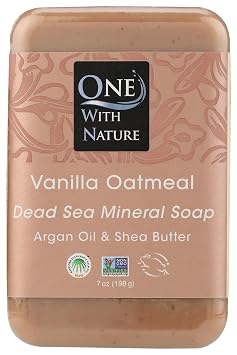 One With Nature Vanilla Oatmeal Dead Sea Mineral Soap, 7 Ounce Bar