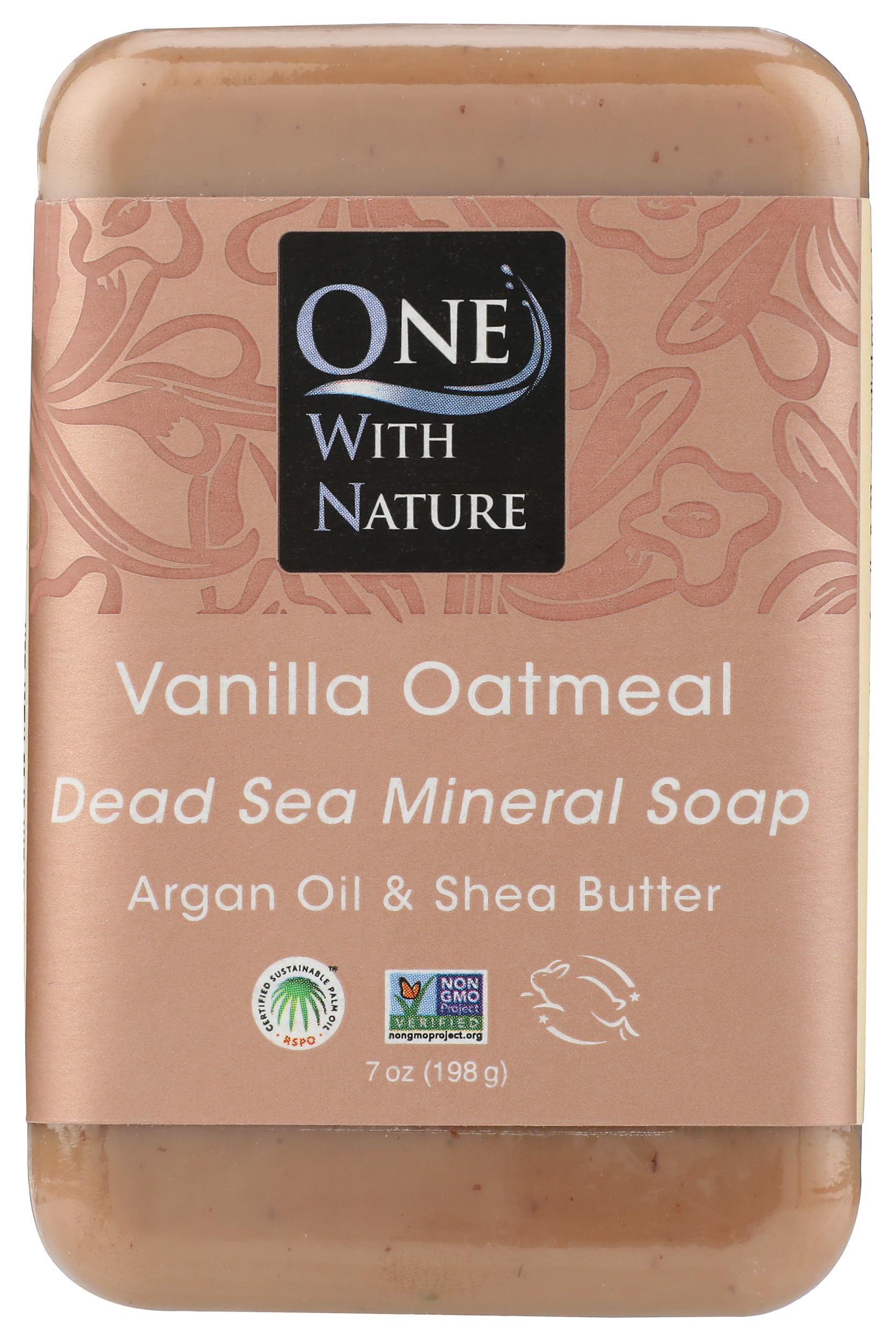 One With Nature Vanilla Oatmeal Dead Sea Mineral Soap, 7 Ounce Bar