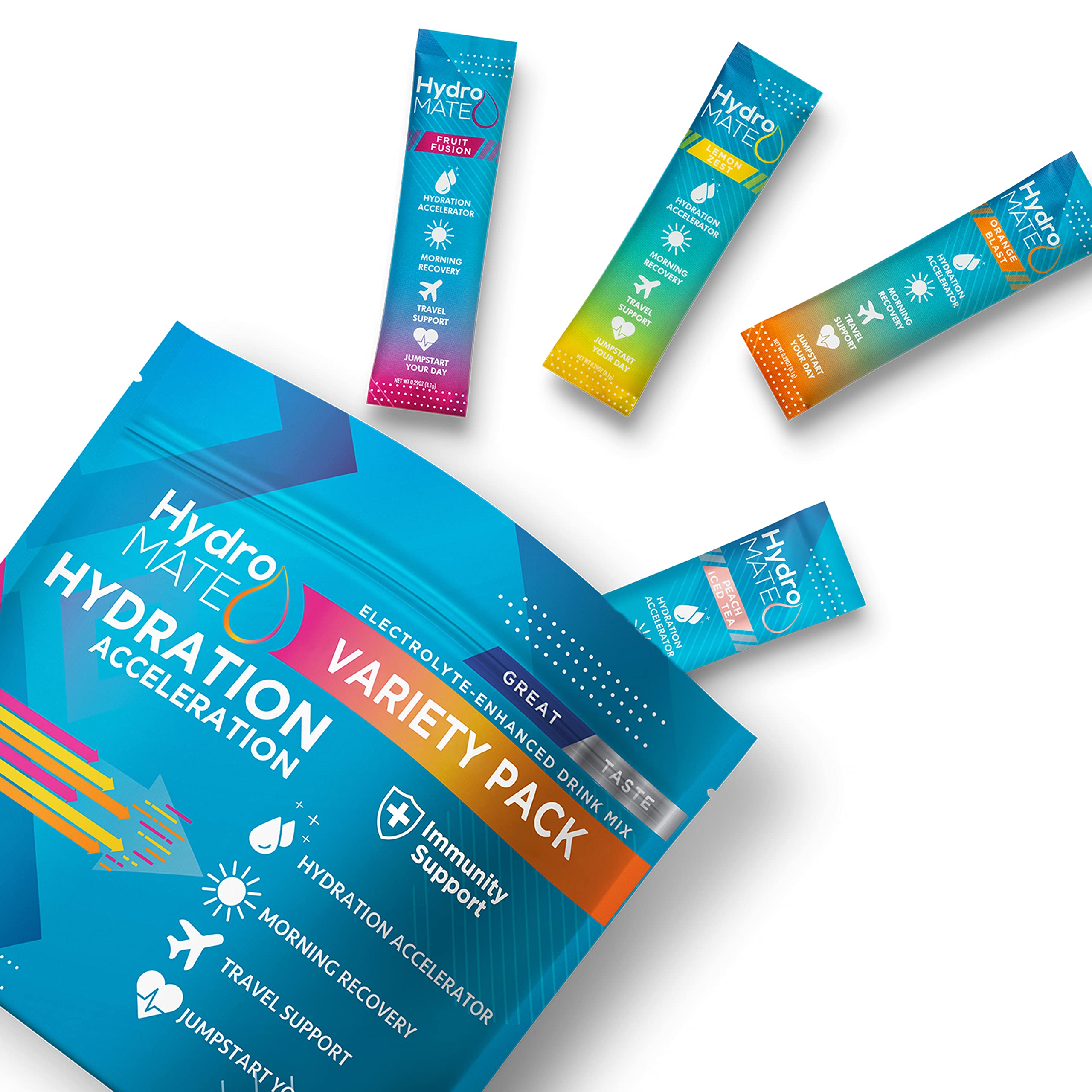 HydroMATE Electrolyte Powder Drink Mix Packets Low Sugar Hydration