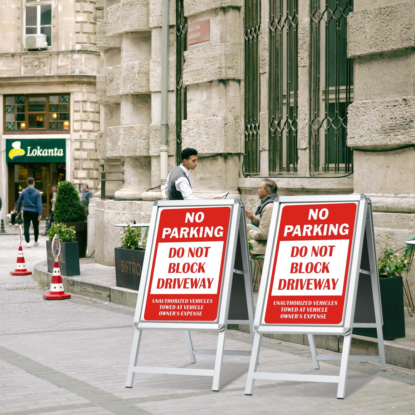 Gehweg-Schilderrahmen mit doppelseitigem Display, A-Board, Posterständer und Schilderhalter für Werbung (Silber-A1)