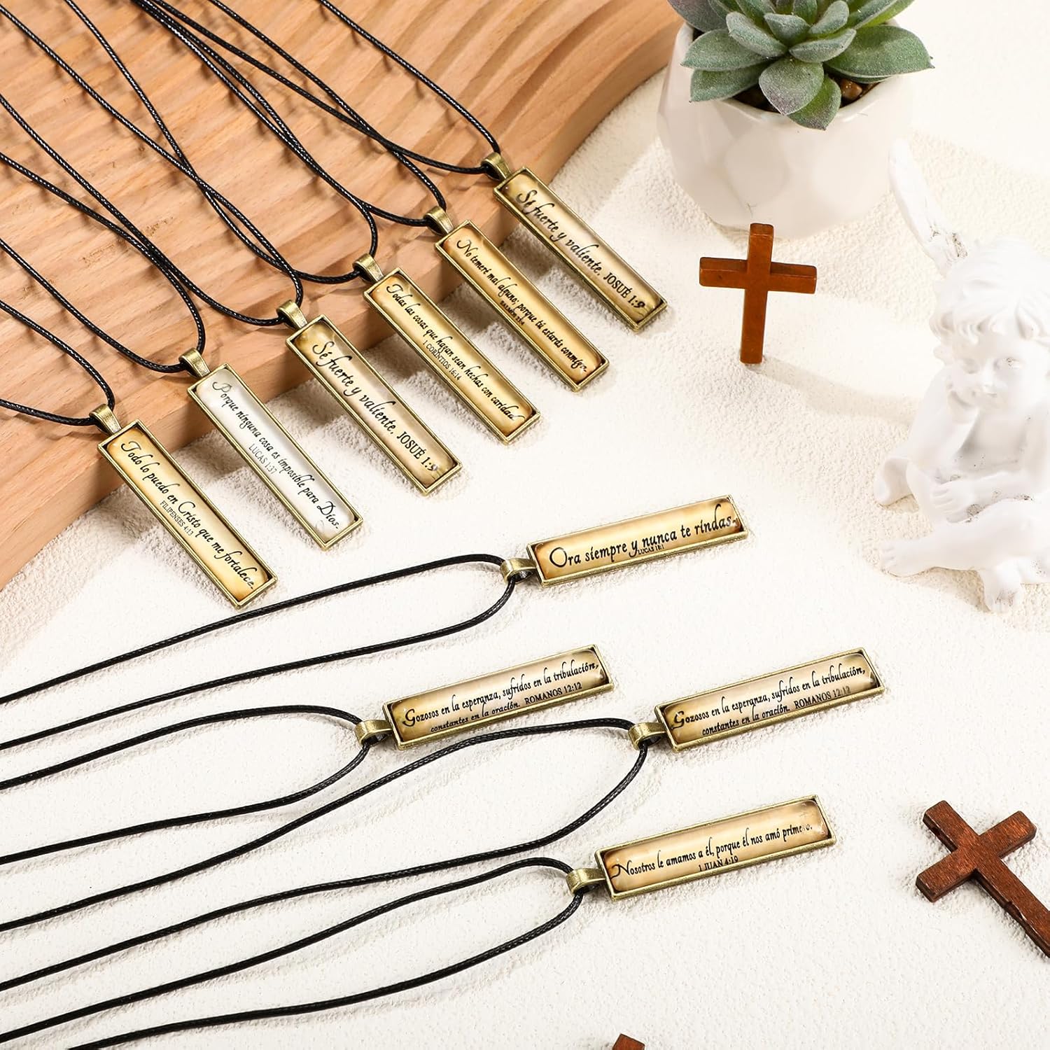 Sureio Christian Gifts for Women Men Christian Necklace Bulk Vintage Bible Verse Bar Necklaces Faith Religious Jewelry for Employee Appreciation Church Sunday School Teacher Mother - Image 4