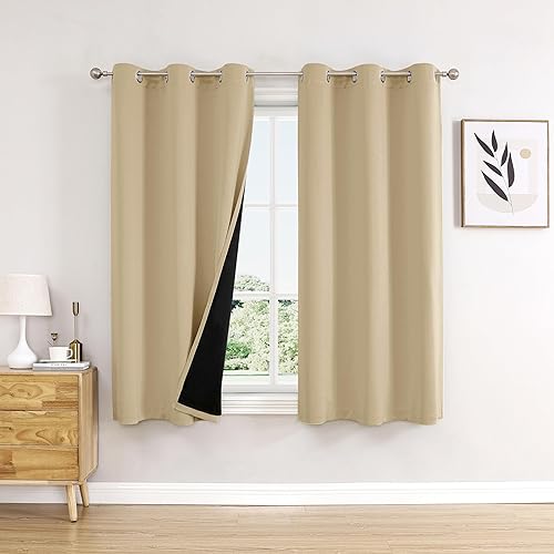 Miniatura 48 de ChrisDowa Cortinas 100% Opacas para Dormitorio con Forro Negro, 2 Capas Gruesas Totalmente Opacas con Aislamiento Térmico y Ojales, Cortinas de