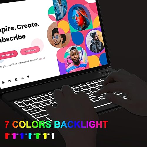 Miniatura 6 de Samsung Galaxy Tab A8 Keyboard Case 10.5 inch 2022  Detachable Bluetooth Keyboard with 7 Colors Backlit  Smart Folio Cover  Protective Soft Case for