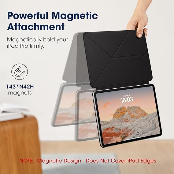 PITAKA iPad Pro 11 Inch Case, Compatible with iPad Air M4/M3/M2 11 Inch (4-8th Gen) & 2022/2021/2020/2018 iPad Pro 11 (1-4th Gen), Portrait/Landscape Magnetic Case with 4 Standing Angles - Black
