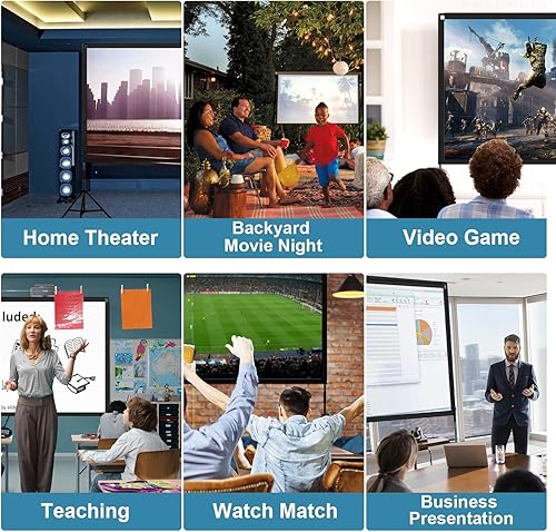 Miniatura 6 de Towond - Pantalla de proyector con soporte, pantalla de cine portátil de 120 pulgadas, para interiores y exteriores, pantalla de proyección frontal