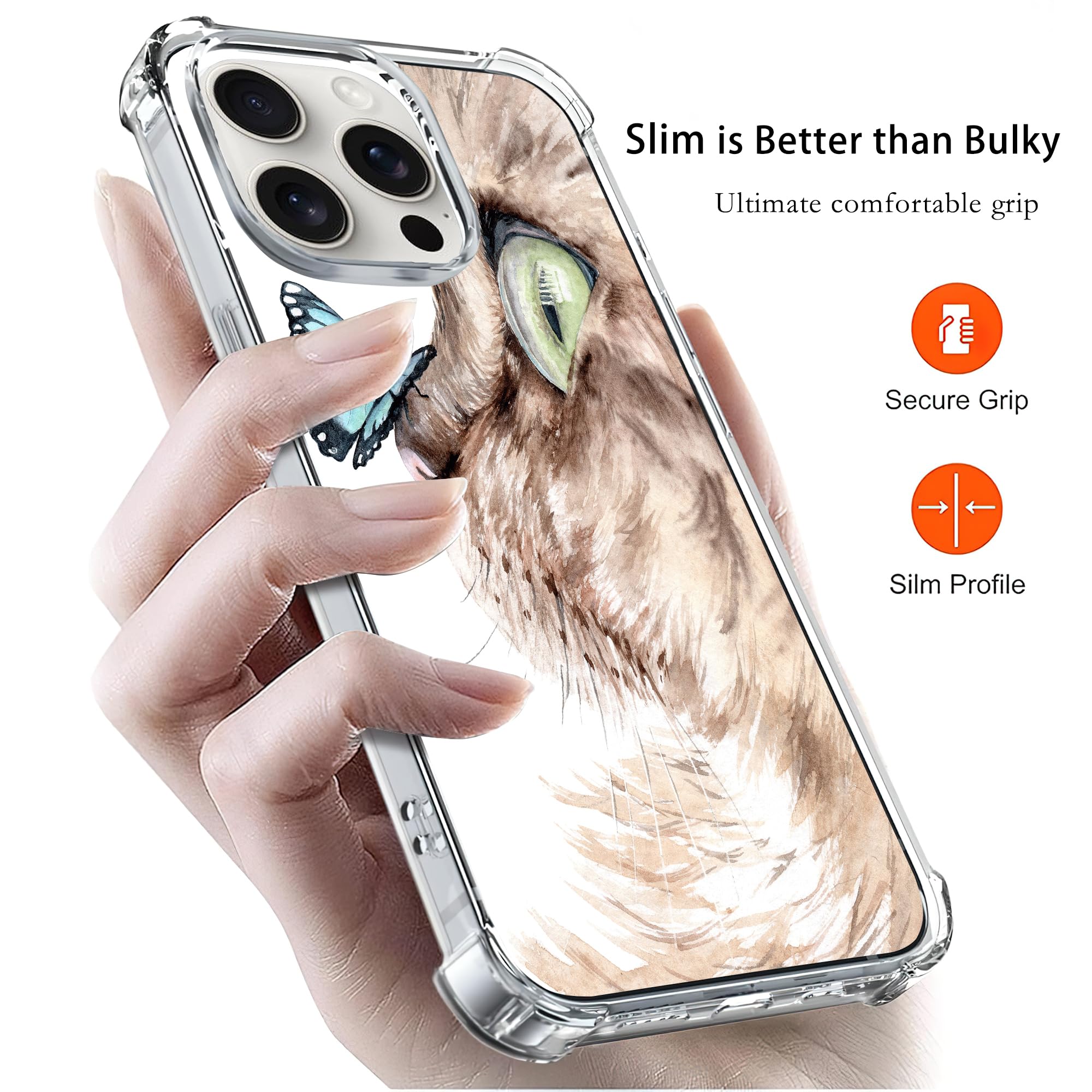 Transparente IPhone 15 Pro Hülle Mit Blauen Schmetterlingen – Stoßfest, TPU, Für Frauen & Mädchen