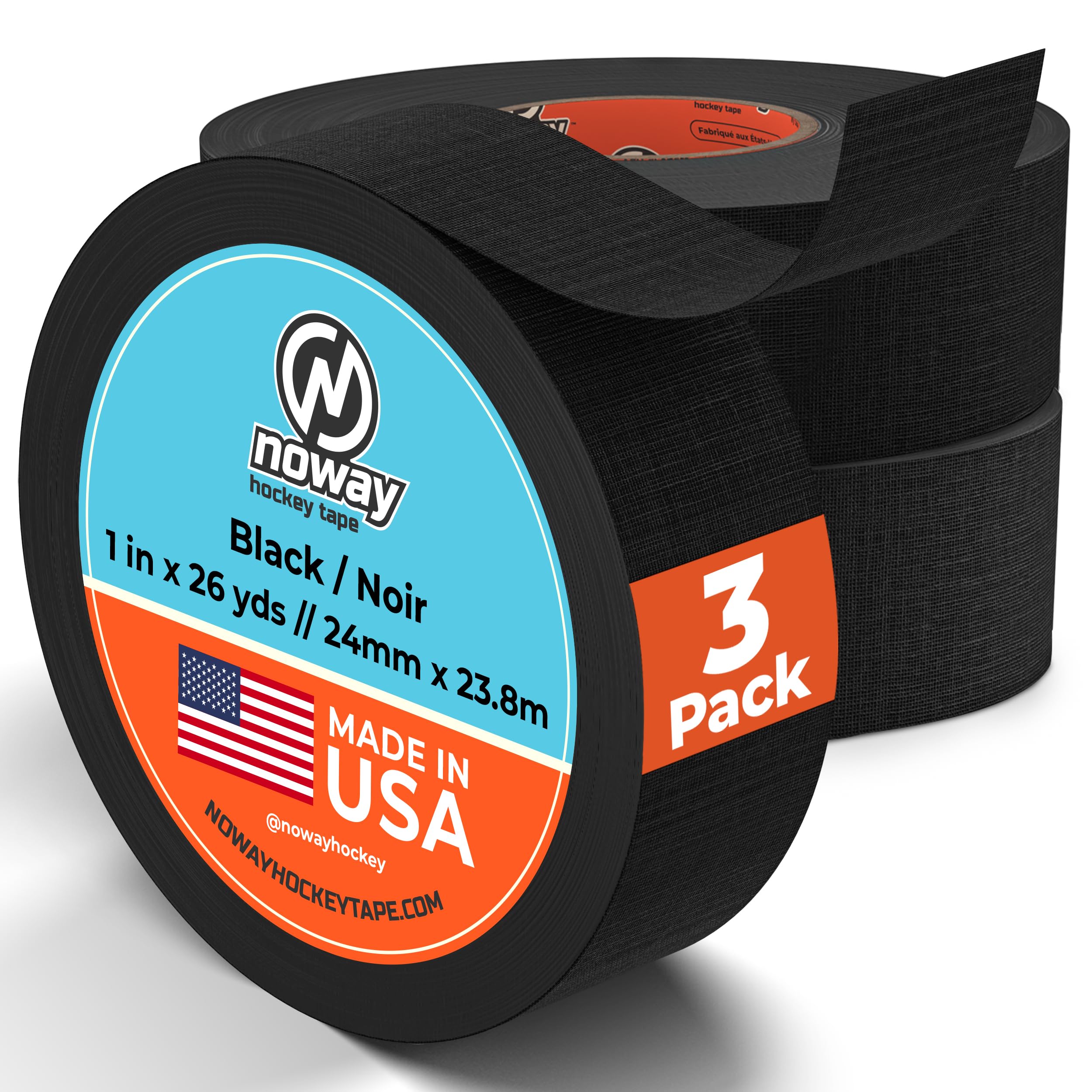 Noway Hockey White or Black Hockey Tape – 1" x 26 Yards, Made in USA, Cloth Hockey Stick Tape for Blade and Handle, Strong Adhesive and Water Resistant, Multi-Purpose for Hockey, Lacrosse, &amp; Baseball