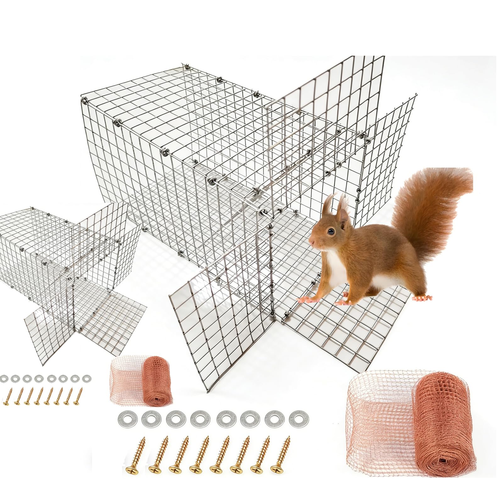One-Way Squirrel Door Excluder - Humane Non-Contact excluder for Squirrels and Chipmunks for Commercial and Residential use Includes DIY Installation Kit (1, 4'')