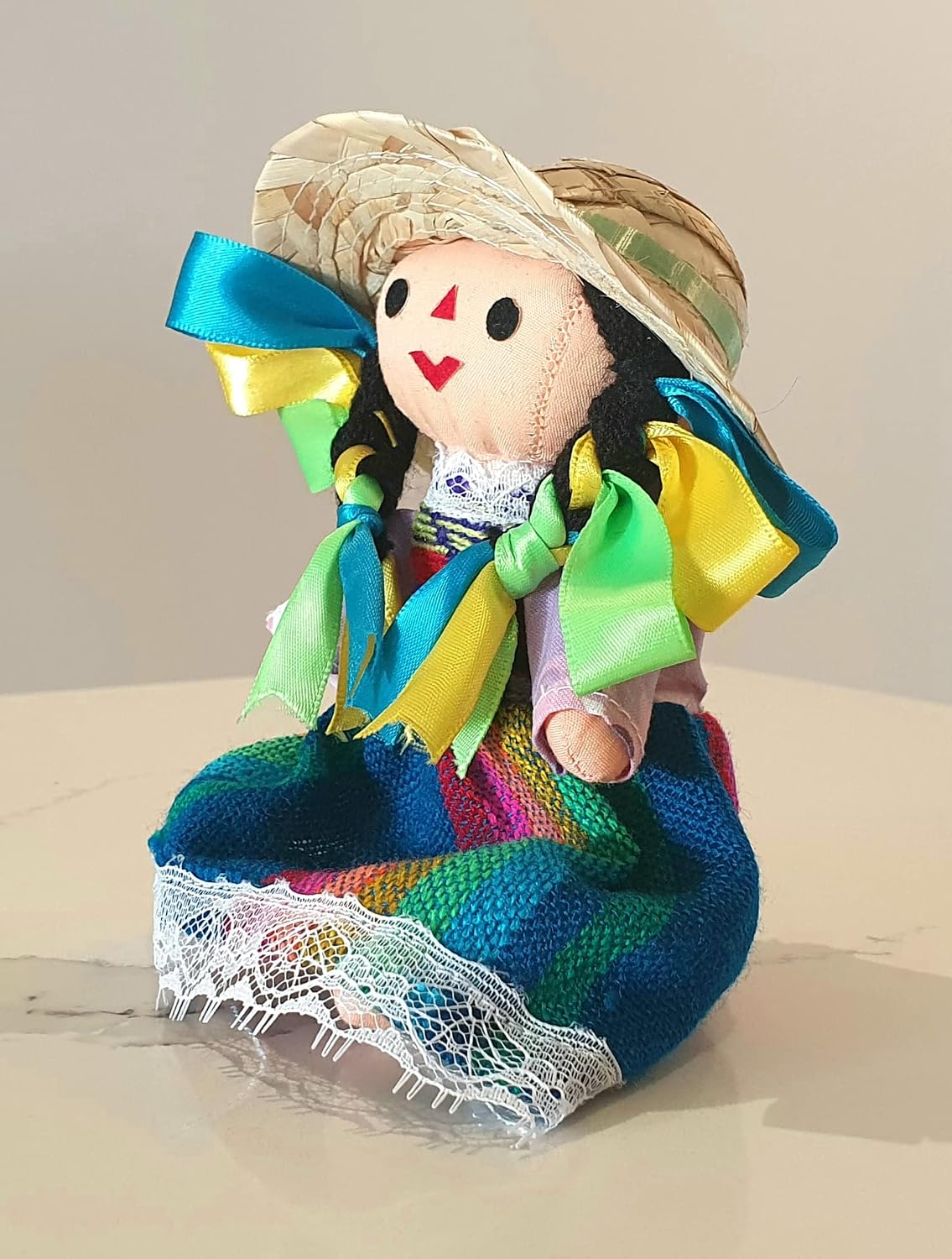 ALKIMIA INC Mexican Handmade Traditional Maria Farmer Rag Doll - 7 inches