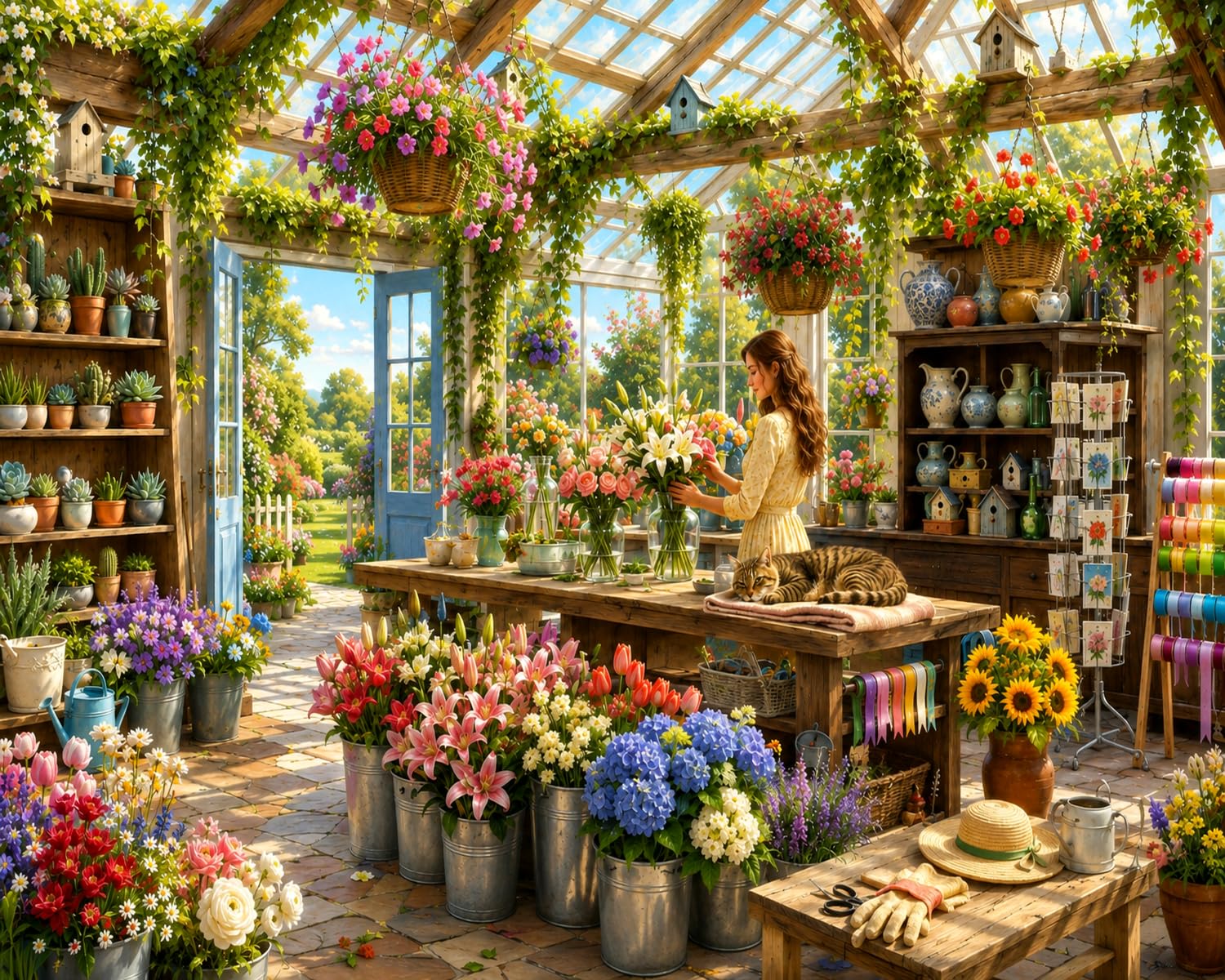 jigsaw puzzles for adults 1000 Piece - Cozy Flower Shop Puzzle