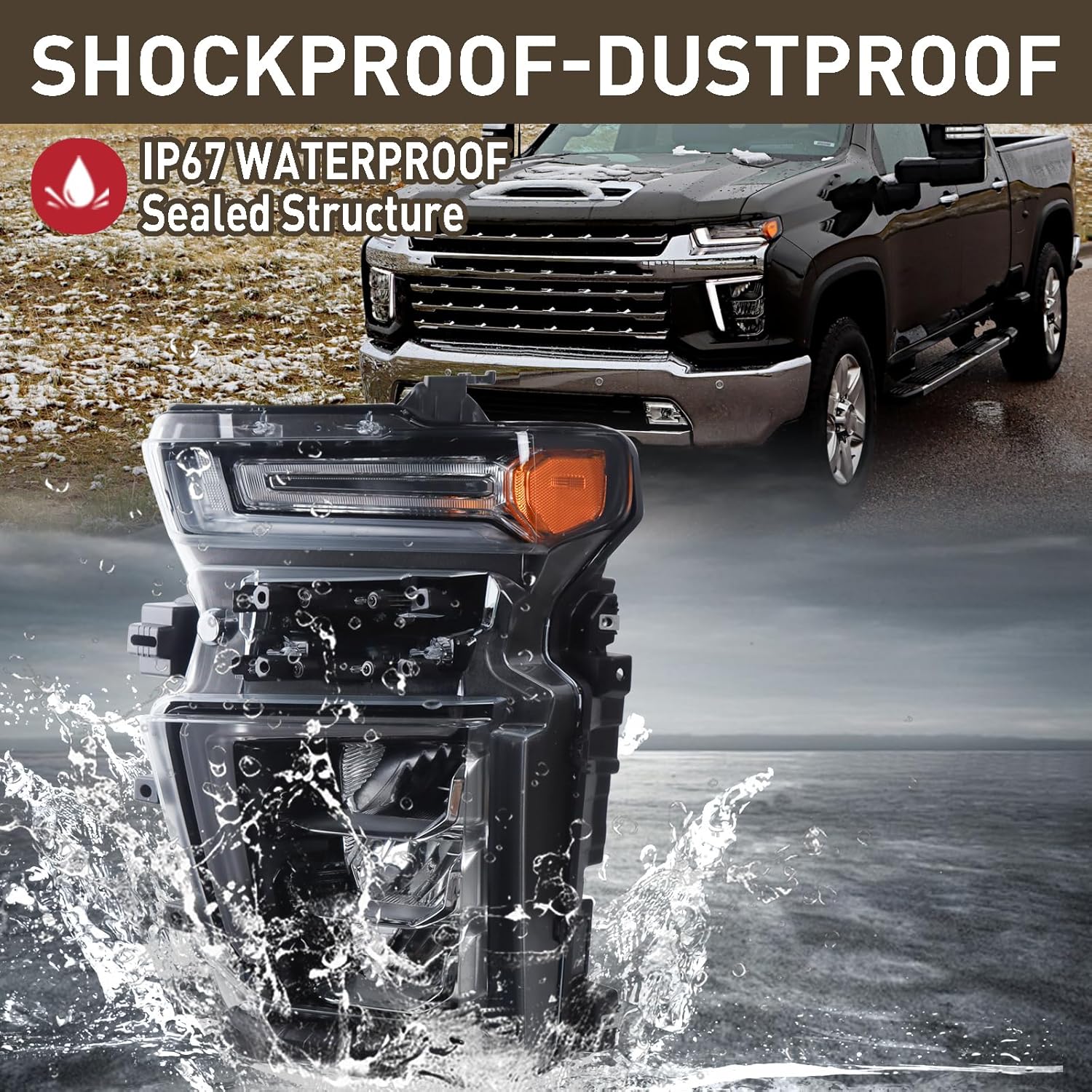 OEM Style LED Type Headlight Assembly Compatible with 2020-2023 Chevy Silverado 2500HD 3500HD High Country/LTZ Left Driver Side 84738618 GM2502505