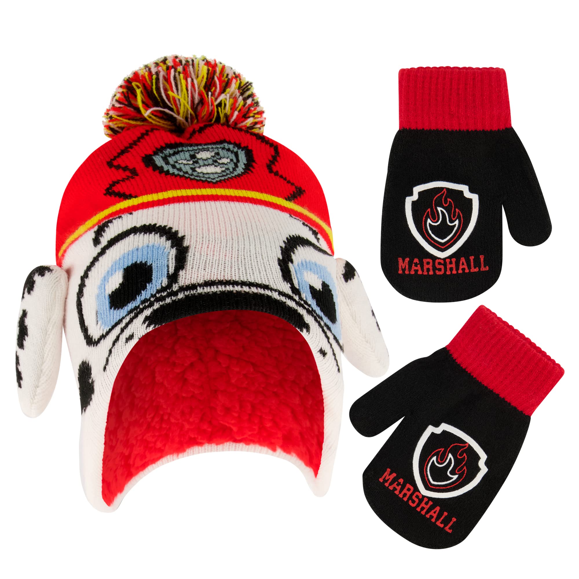 Nick Boys' Winter Hat and Mittens Set, Paw Patrol Chase Marshall Toddler Beanie for Ages 2-4