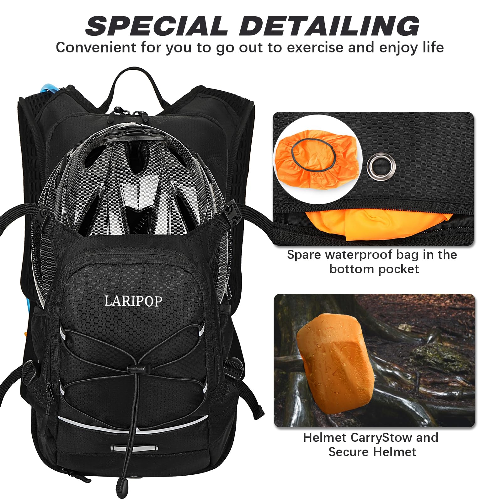LARIPOP Zaino per escursionismo e idratazione, per corsa, sentiero, escursionismo, ciclismo, maratona, per donne e uomini, idea regalo