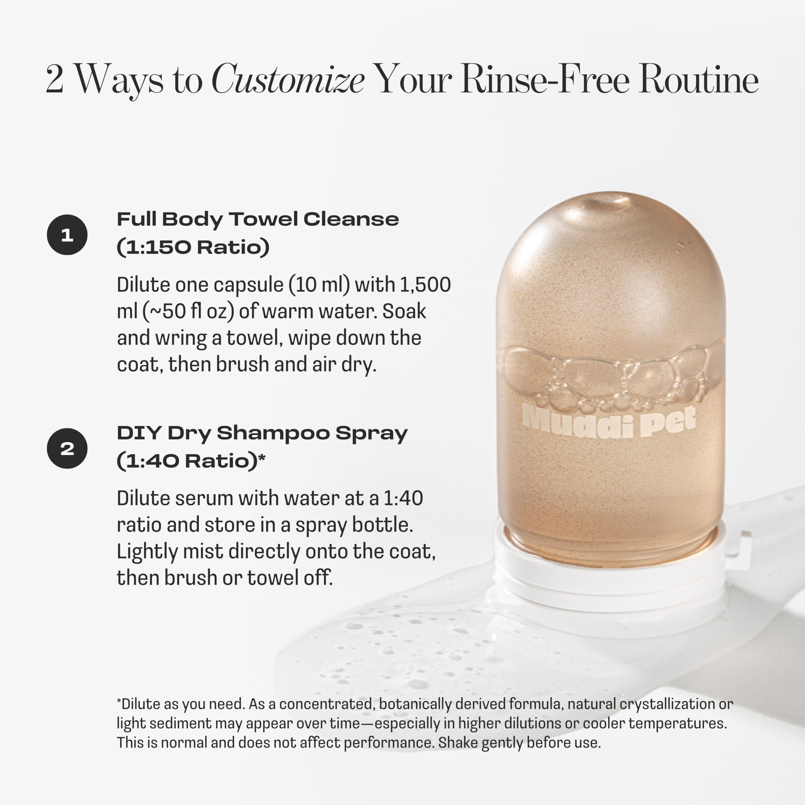 Dog Concentrated Waterless Rinse-Free Shampoo & Conditioner with Bath Mitt – Sensitive Skin, Stress & Itch Relief Gentle Leave-in Serum – 98.65% Naturally Derived-Dry Shampoo for Dogs–8×10ml - image 3