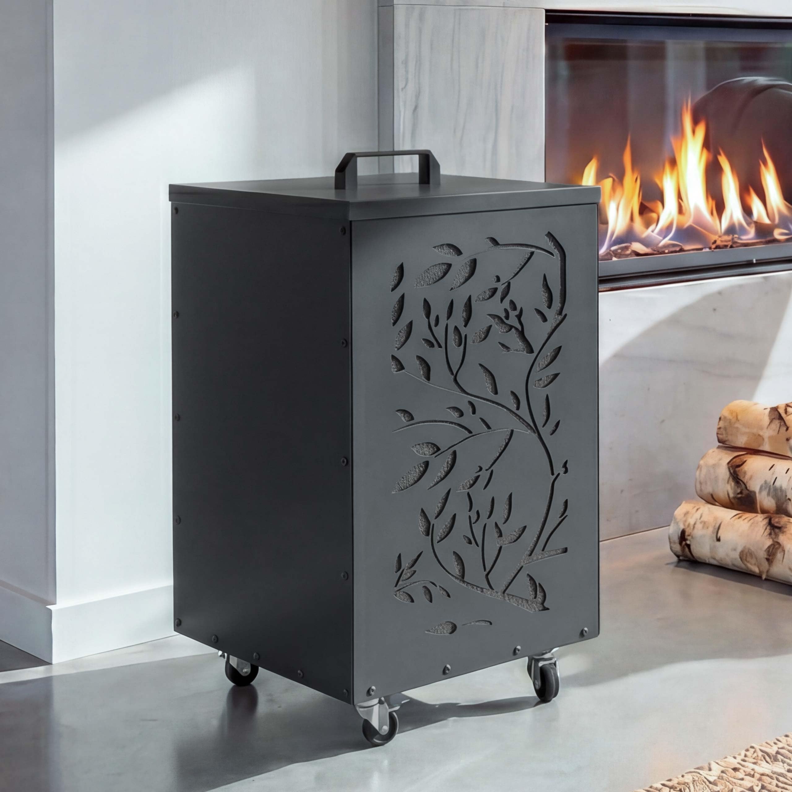 Mendler Contenitore per Pellet HWC-Q30 stoccaggio conservazione Pellet, con setaccio Filtro e rotelle 64x36x36cm - Antracite