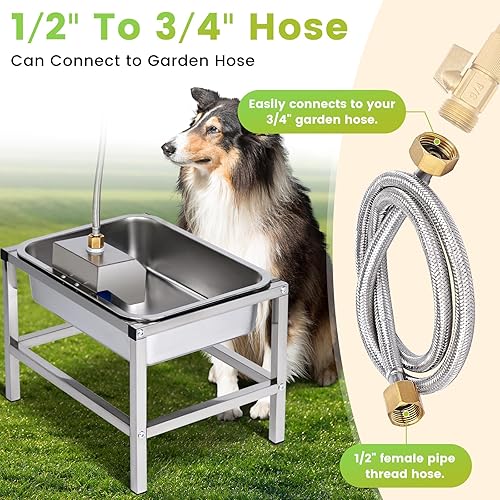 Miniatura 6 de Dispensador automático de agua para perros de 3 galones para razas grandes, cuenco de agua elevado para perros grandes con soporte elevado de acero