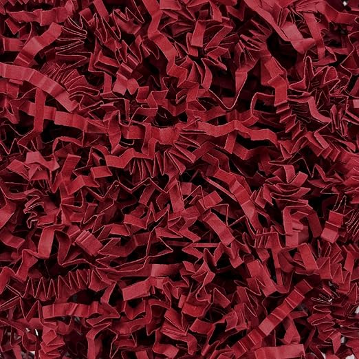 Tisspoms 1LB Deep Red Crinkle Cut Paper Shred Filler, Paper Shreds for Basket Fillers, Birthday, Gift Wrapping, Anniversary, New Years, Valentine's Easter Gift Decor Party Filler