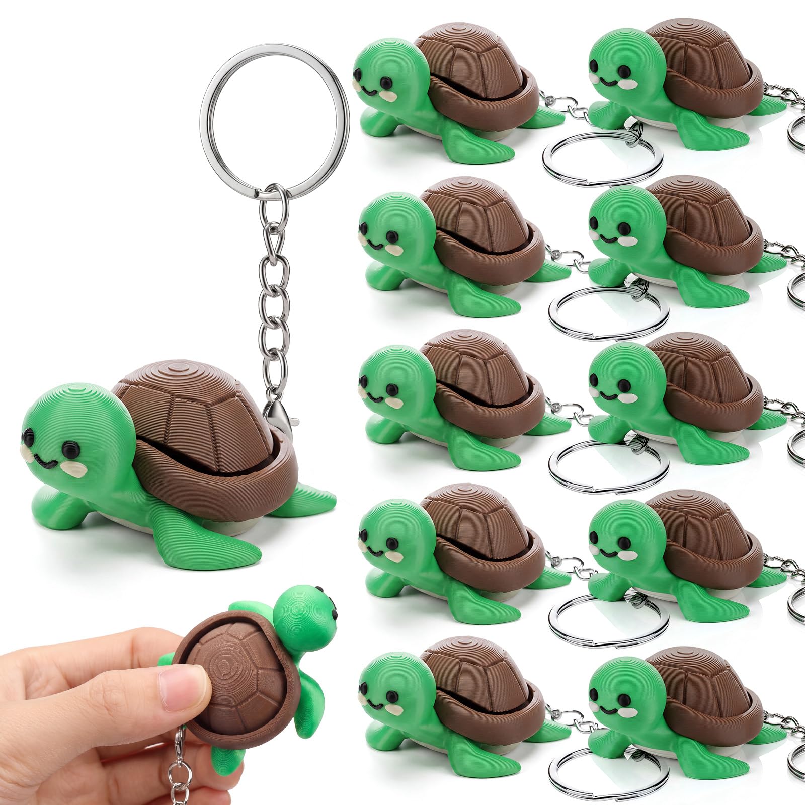Kenning 12 Pcs Turtle Clicker Fidget Keychain Bulk, 3D Printed Fidget Toys