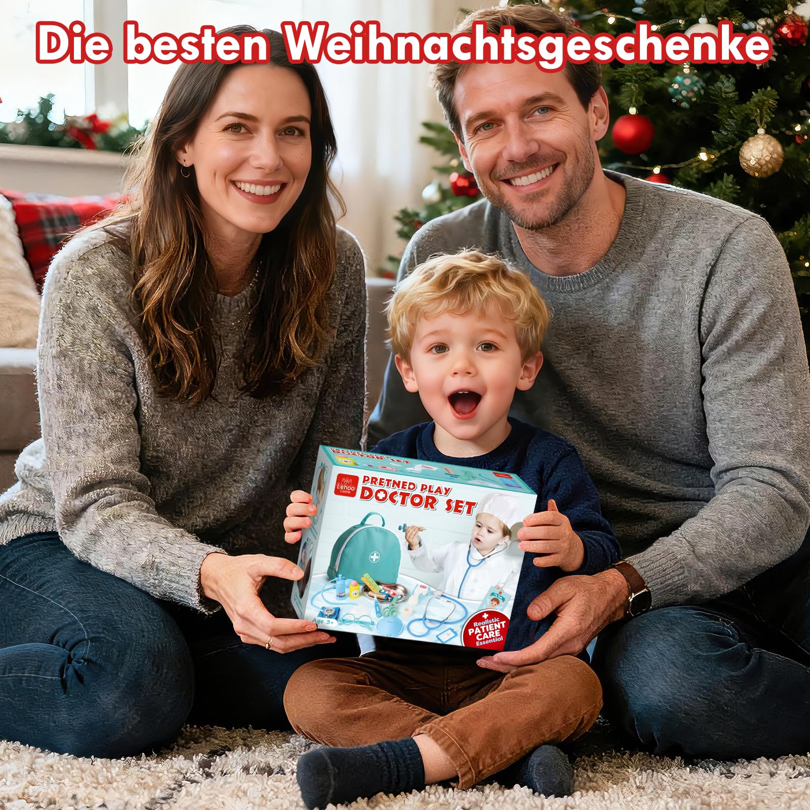 Lehoo Castle Arztkoffer Kinder, Doktorkoffer Kinder, Arztkoffer mit Stethoskop & Arztkittel, Spielzeug ab 3 Jahre