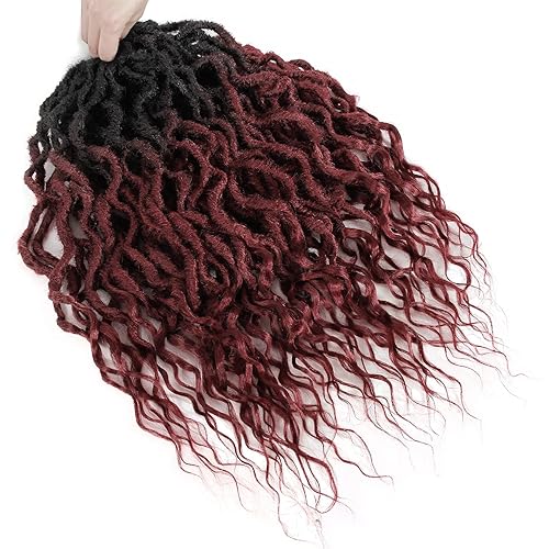 Miniatura 319 de 8 paquetes de rastas de cabello sintético de ganchillo de 18 pulgadas, rastas sintéticas bohemias con extremos rizados, cabello de ganchillo suave