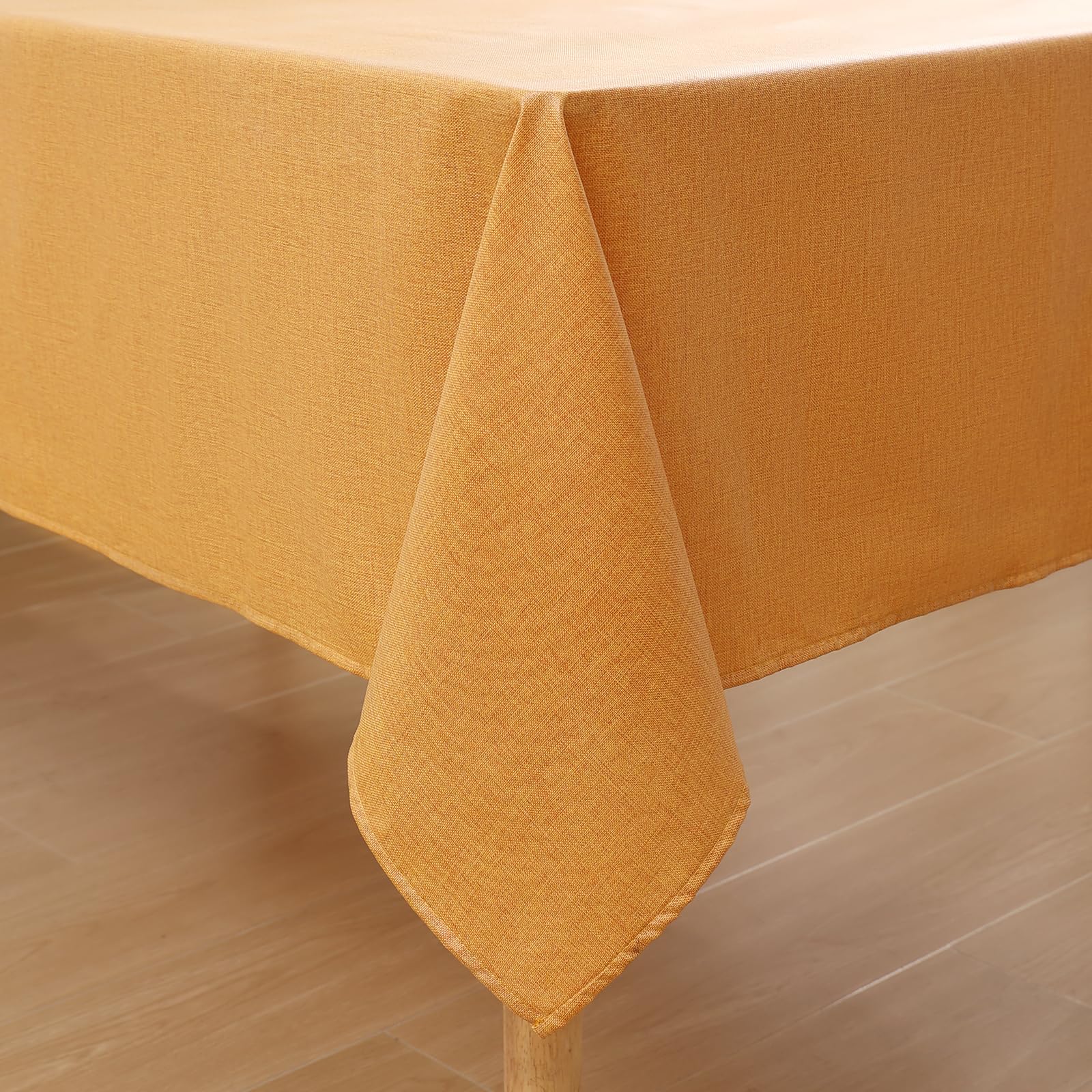 Homaxy Tablecloth Linen Look Washable Lotus Effect Rectangular 140 x 180 cm Oilcloth Water-Repellent Table Linen Stain Protection Cream - 180 x 140 cm (Rechthoekig) - Yellow