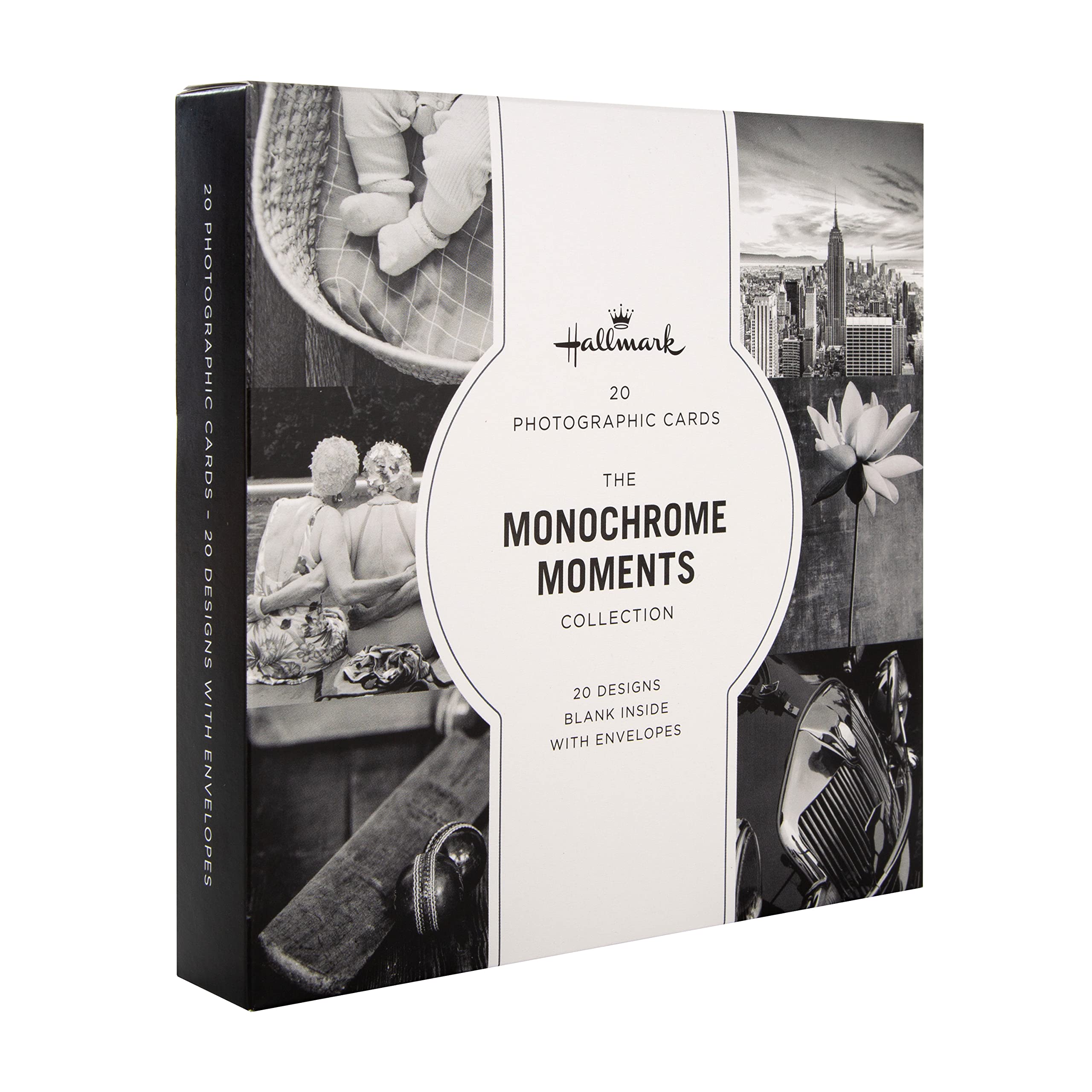 Hallmark White Gallery Blank Cards - Multipack Of 20 In 20 Monochrome Photographic Designs