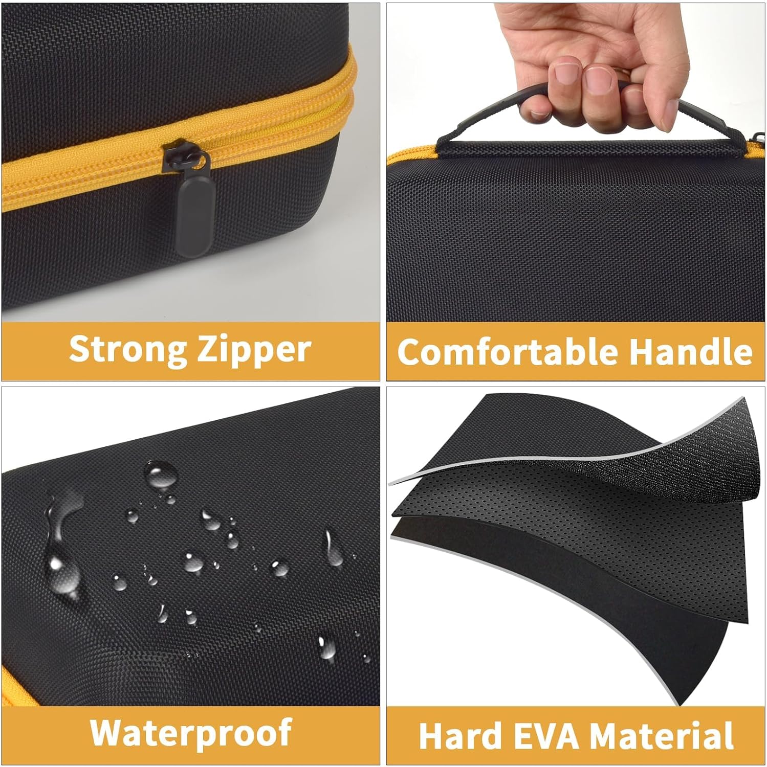 Case Compatible with Brother for P-Touch PTH110BP/ PTH110/ Pro PT-H111/ PTE110 Portable Label Maker, Storage Holder Carrying Organizer for Label Tapes, AC Adapter, Charging Cables -Yellow Zipper - Image 3